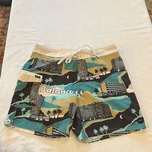 RVCA Men's Boardshorts board shorts SPLENDER TRUNK‎ swim trunks Size 32 EUC